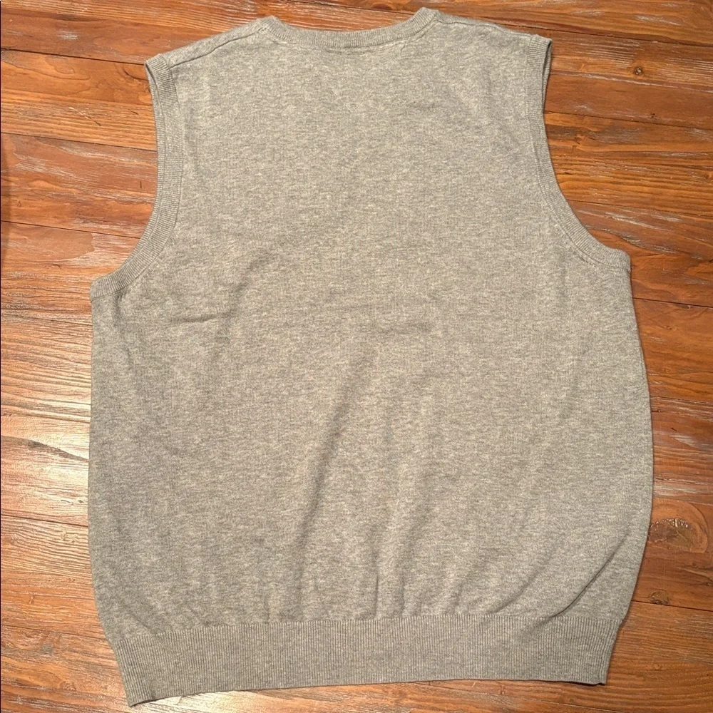 Tommy Hilfiger Men's Gray V-Neck Sweater Vest XL 100% Cotton Collegiate Preppy